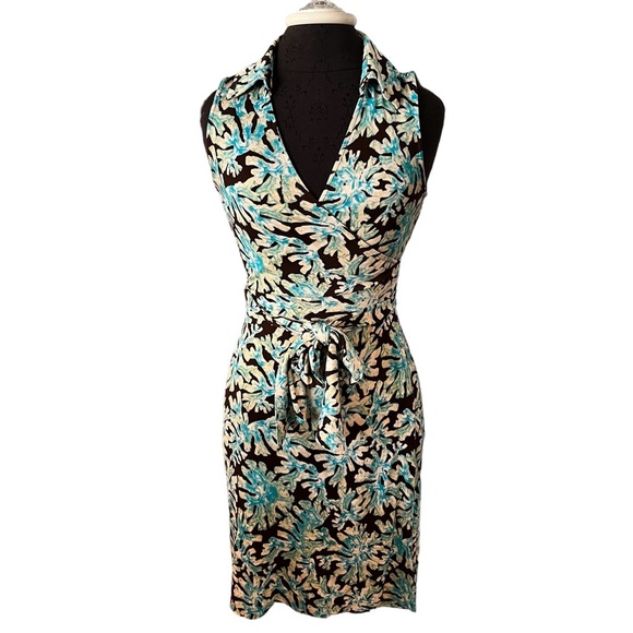 Diane Von Furstenberg For Barney’s Coop Silk Jersey Sleeveless Wrap Dress Size 8 - Picture 1 of 7